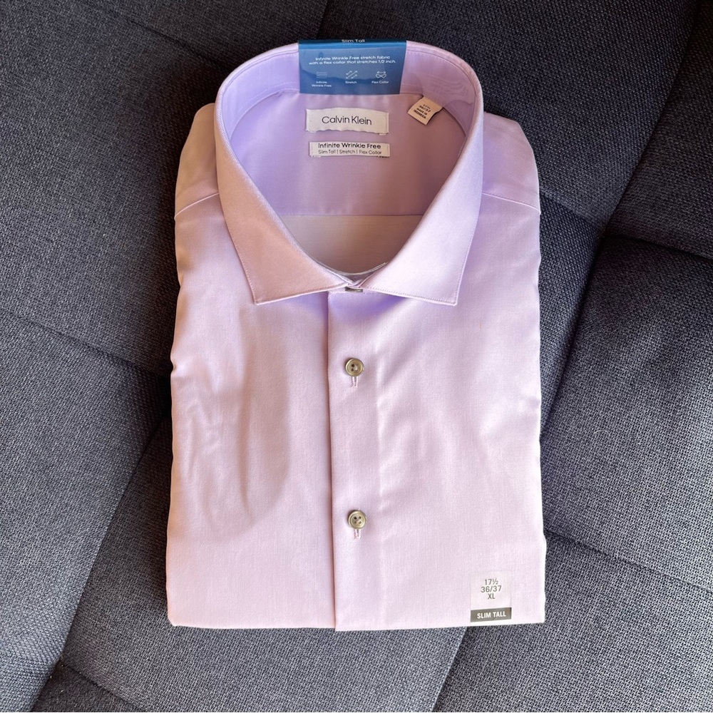 Calvin Klein Infinite Wrinkle Free Slim Tall Dress Shirt - XL - Purple [NWT]